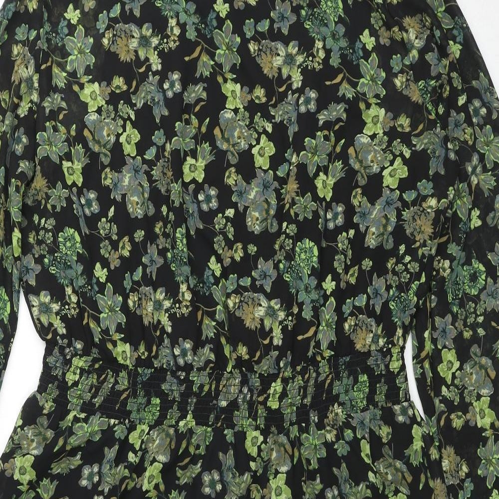 Body Flirt Womens Green Floral Polyester A-Line Size 18 Mock Neck Pullover