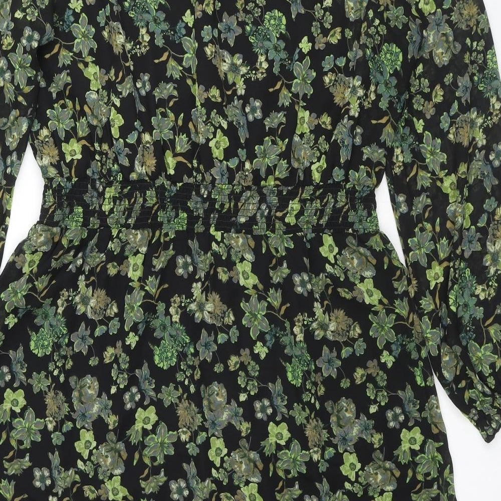 Body Flirt Womens Green Floral Polyester A-Line Size 18 Mock Neck Pullover