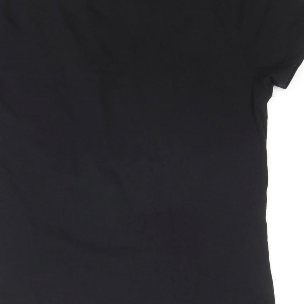 Animal Womens Black Cotton Basic T-Shirt Size 14 Round Neck