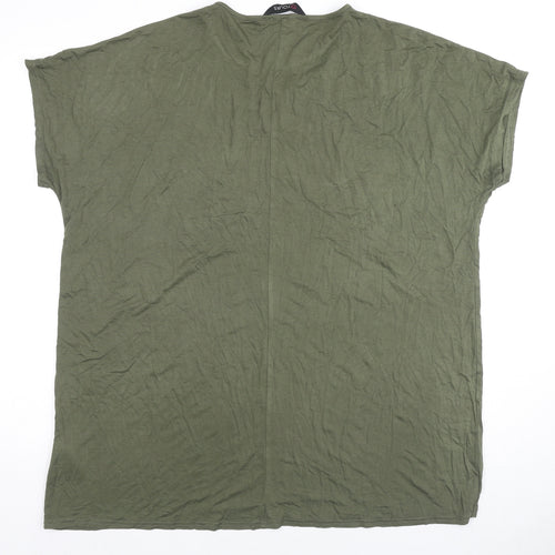 Yours Womens Green Viscose Basic T-Shirt Size 18 Round Neck