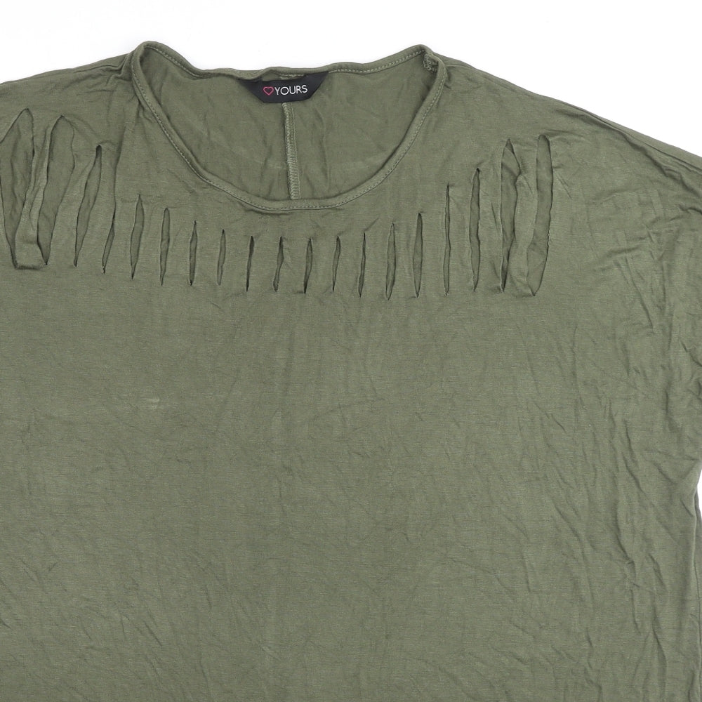 Yours Womens Green Viscose Basic T-Shirt Size 18 Round Neck