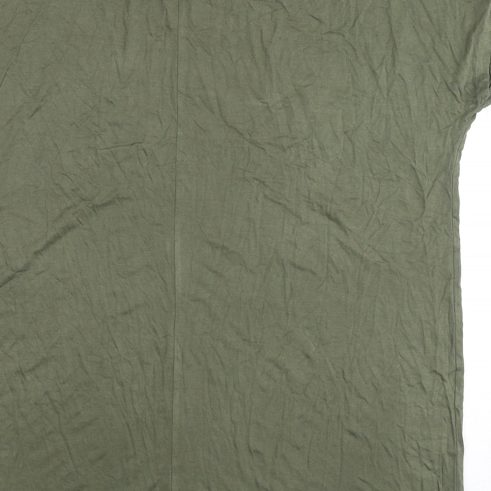 Yours Womens Green Viscose Basic T-Shirt Size 18 Round Neck