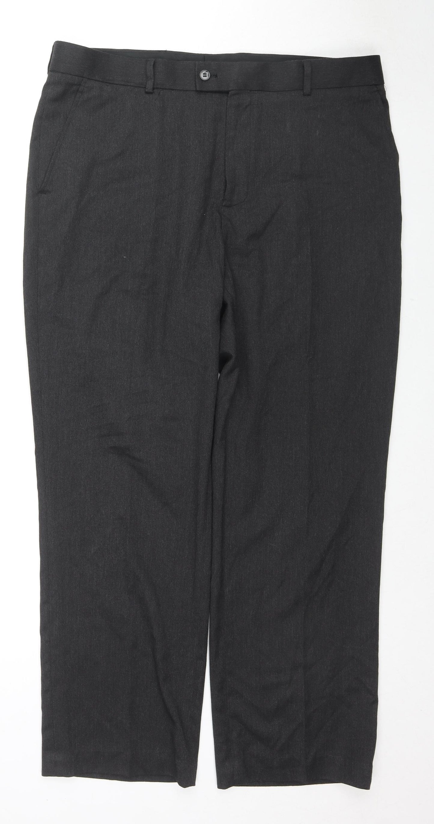 Burton Mens Grey Polyester Trousers Size 38 in L28 in Regular Zip