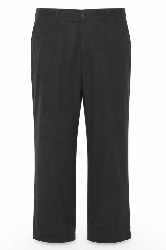 Front view of Burton men’s grey polyester trousers, size 38, in, 28-inch leg regular zip