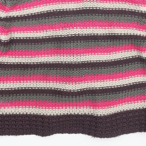 Indigo Girls Multicoloured V-Neck Striped Acrylic Cardigan Jumper Size 9-10 Years Pullover