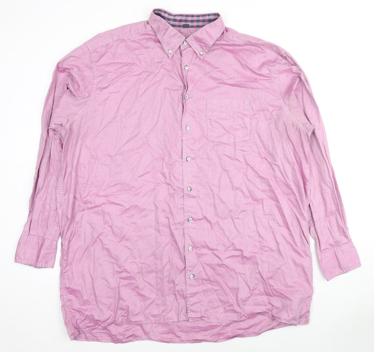 Eterna Mens Pink Cotton Dress Shirt Size 2XL Collared Button