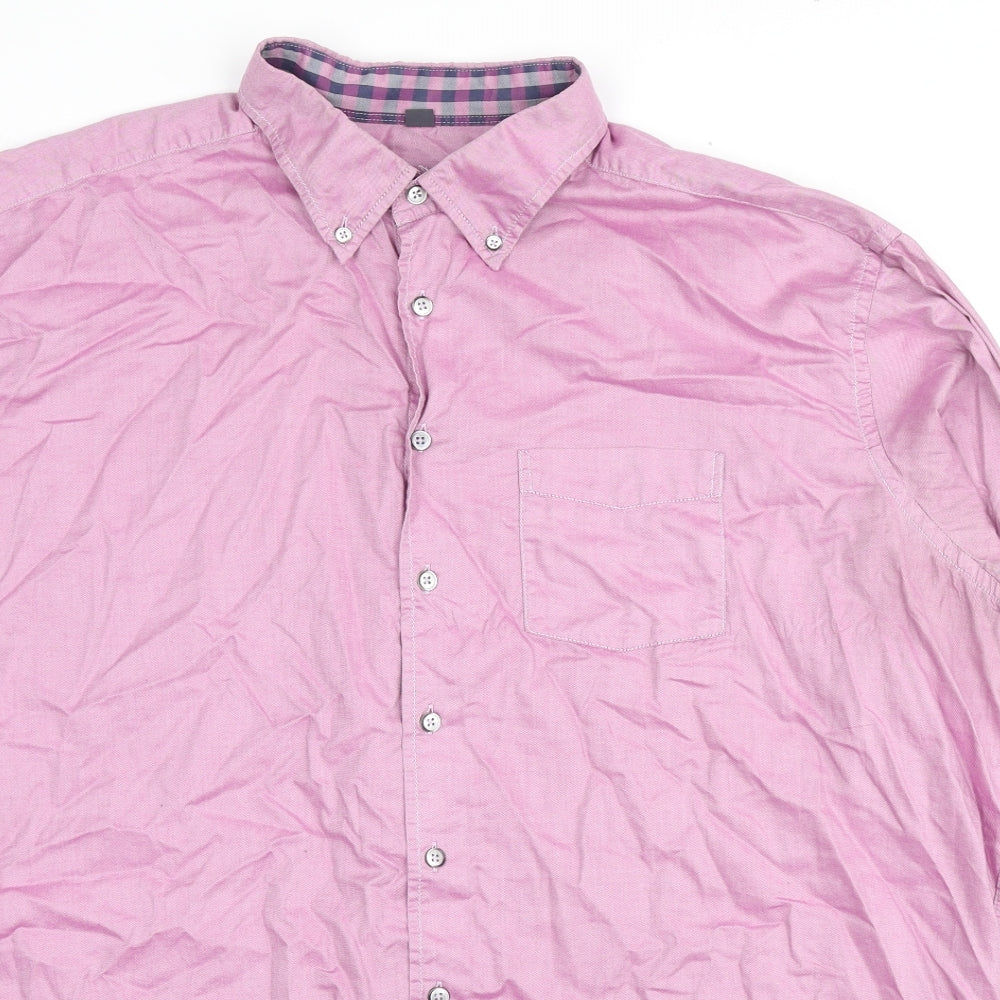 Eterna Mens Pink Cotton Dress Shirt Size 2XL Collared Button
