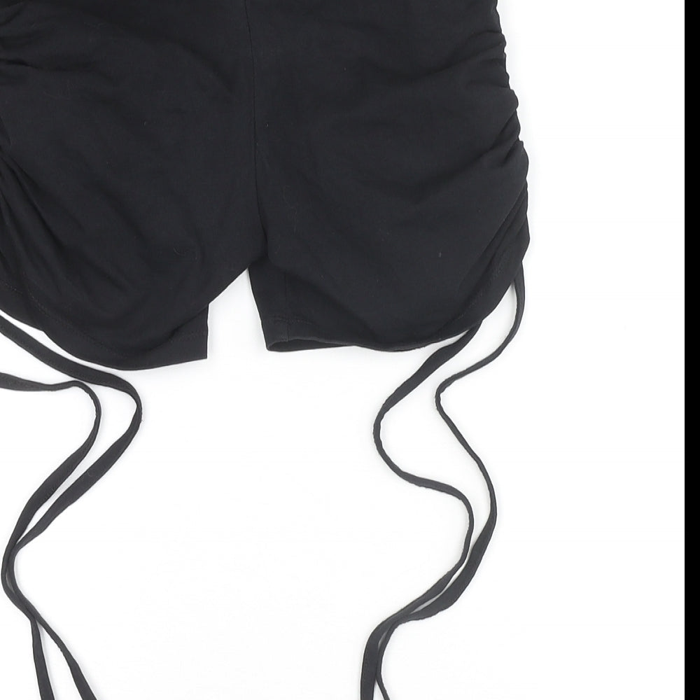 Boohoo Womens Black Cotton Sweat Shorts Size 6 L3 in Regular Pull On