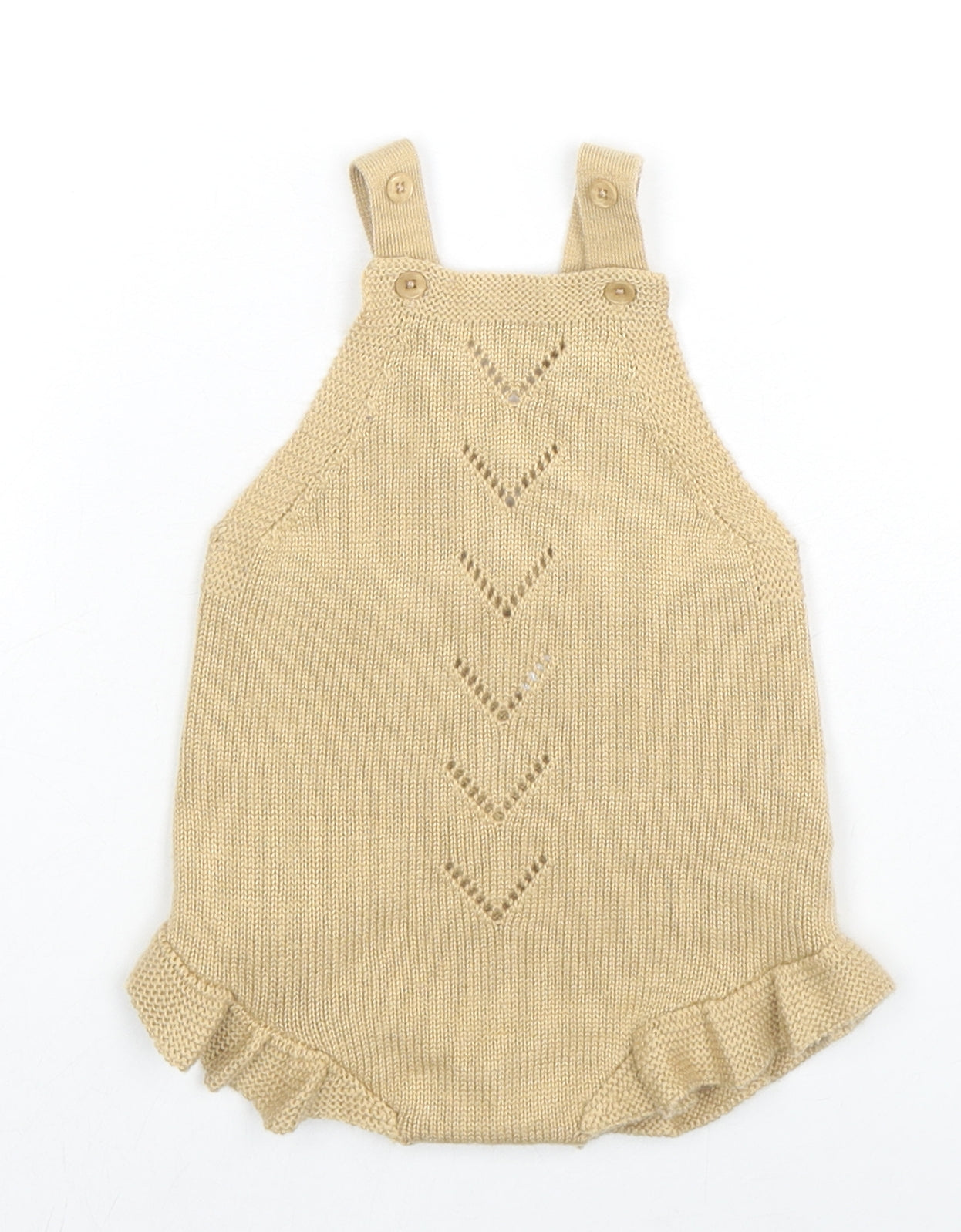 mamas & papas Girls Beige Polyester Romper One-Piece Size 3-6 Months Snap