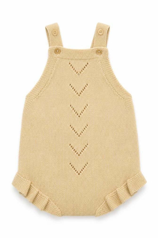 mamas & papas Girls Beige Polyester Romper One-Piece Size 3-6 Months Snap