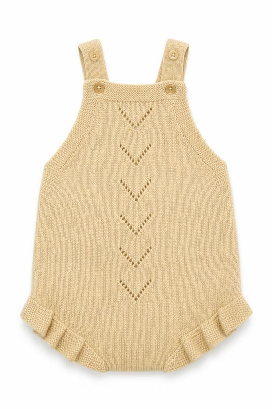 mamas & papas Girls Beige Polyester Romper One-Piece Size 3-6 Months Snap