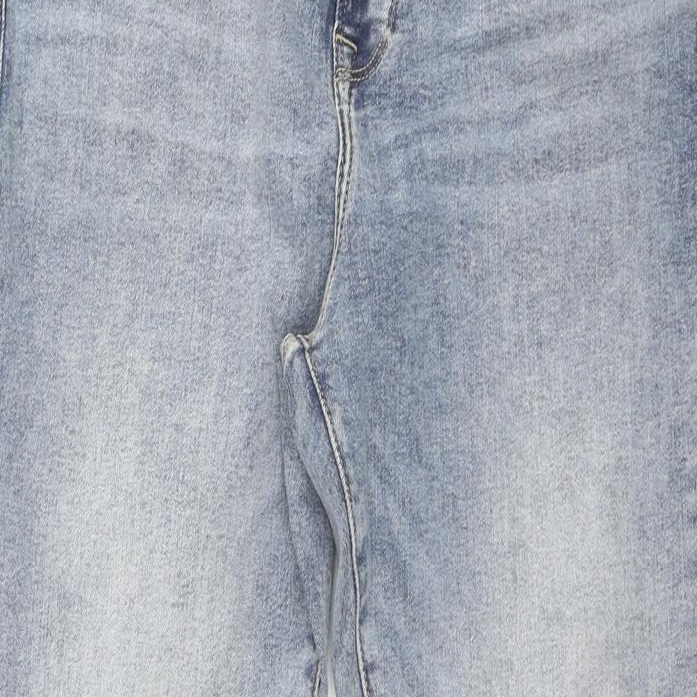 River Island Womens Blue Cotton Flared Jeans Size 16 L30 in Regular Zip