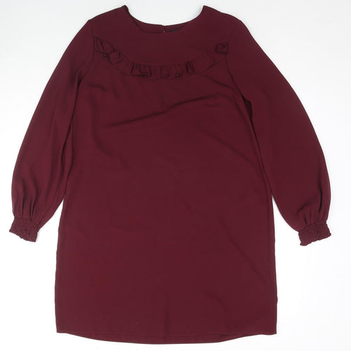 Dorothy Perkins Womens Red Polyester Shift Size 14 Boat Neck Button