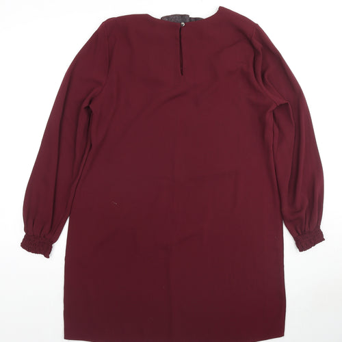 Dorothy Perkins Womens Red Polyester Shift Size 14 Boat Neck Button