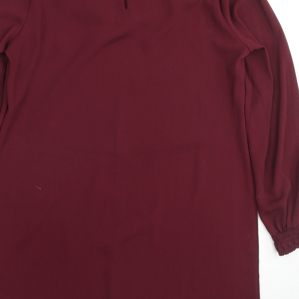 Dorothy Perkins Womens Red Polyester Shift Size 14 Boat Neck Button