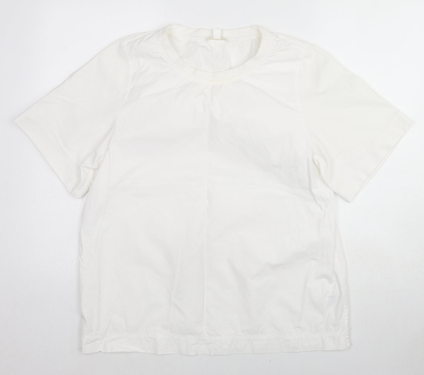 COS Womens White Cotton Basic T-Shirt Size 12 Round Neck