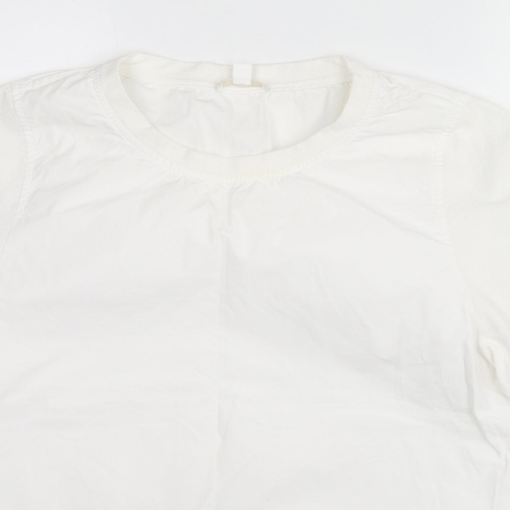 COS Womens White Cotton Basic T-Shirt Size 12 Round Neck