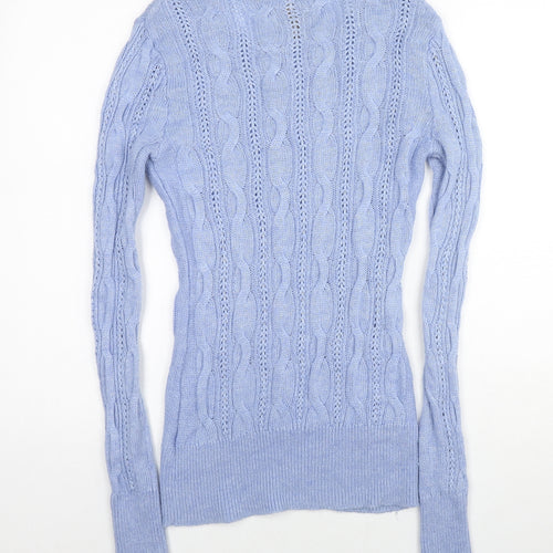 Aphorism Womens Blue Scoop Neck Nylon Pullover Jumper Size 12