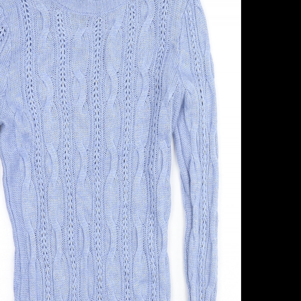 Aphorism Womens Blue Scoop Neck Nylon Pullover Jumper Size 12