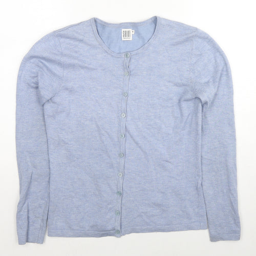Saint Tropez Clothing Womens Blue Round Neck Viscose Cardigan Jumper Size M