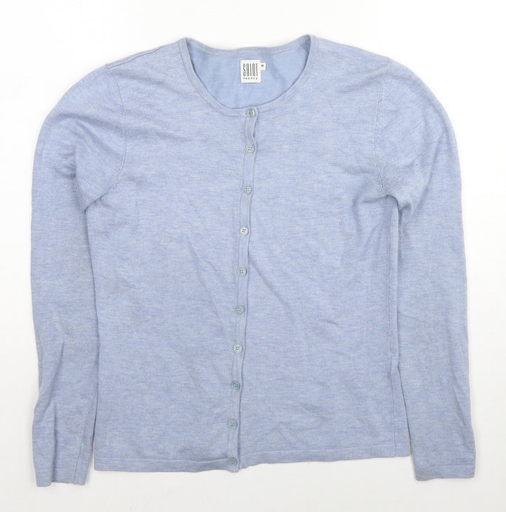 Saint Tropez Clothing Womens Blue Round Neck Viscose Cardigan Jumper Size M