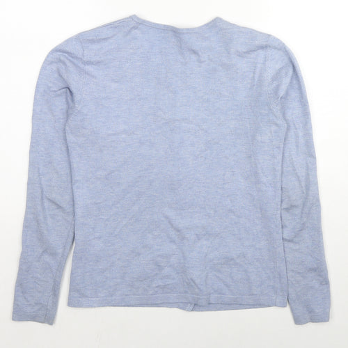 Saint Tropez Clothing Womens Blue Round Neck Viscose Cardigan Jumper Size M