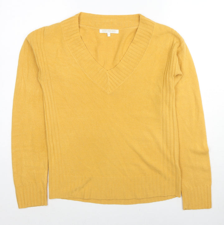 NEXT Womens Yellow V-Neck Acrylic Pullover Jumper Size 8