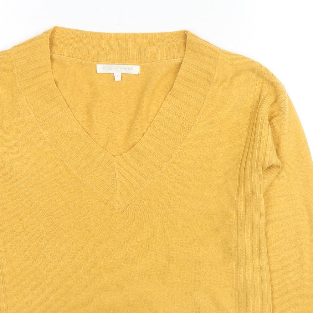 NEXT Womens Yellow V-Neck Acrylic Pullover Jumper Size 8