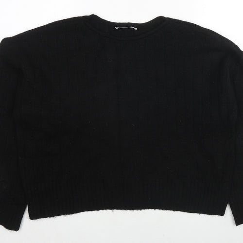 Stradivarius Womens Black Round Neck Acrylic Pullover Jumper Size M