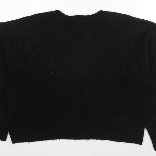 Stradivarius Womens Black Round Neck Acrylic Pullover Jumper Size M
