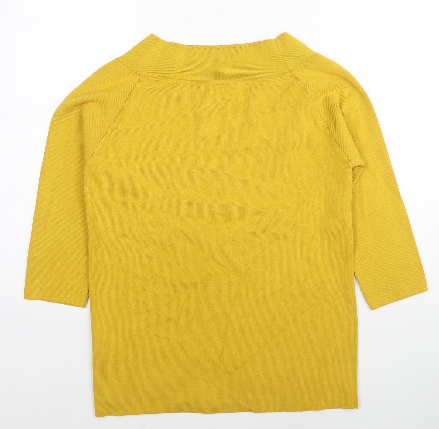 Marks and Spencer Womens Yellow V-Neck Viscose Pullover Jumper Size 16