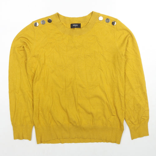 Klass Womens Yellow Round Neck Viscose Pullover Jumper Size M