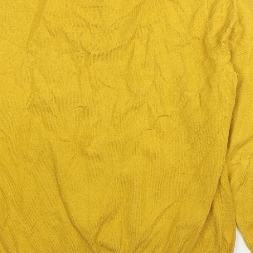 Klass Womens Yellow Round Neck Viscose Pullover Jumper Size M