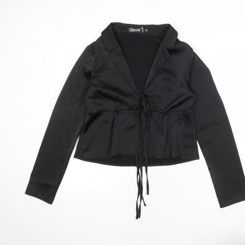 Missguided Womens Black Polyester Basic Blouse Size 8 Collared