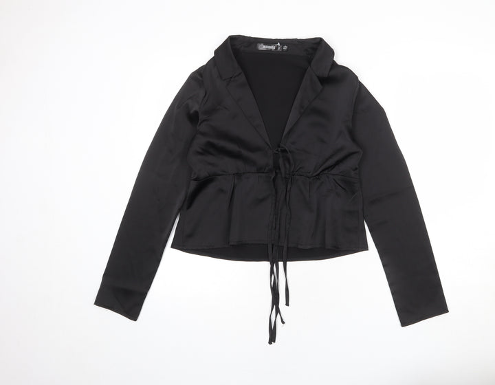 Missguided Womens Black Polyester Basic Blouse Size 8 Collared