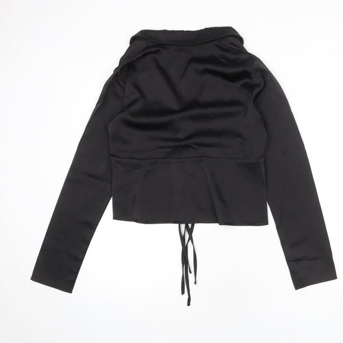 Missguided Womens Black Polyester Basic Blouse Size 8 Collared