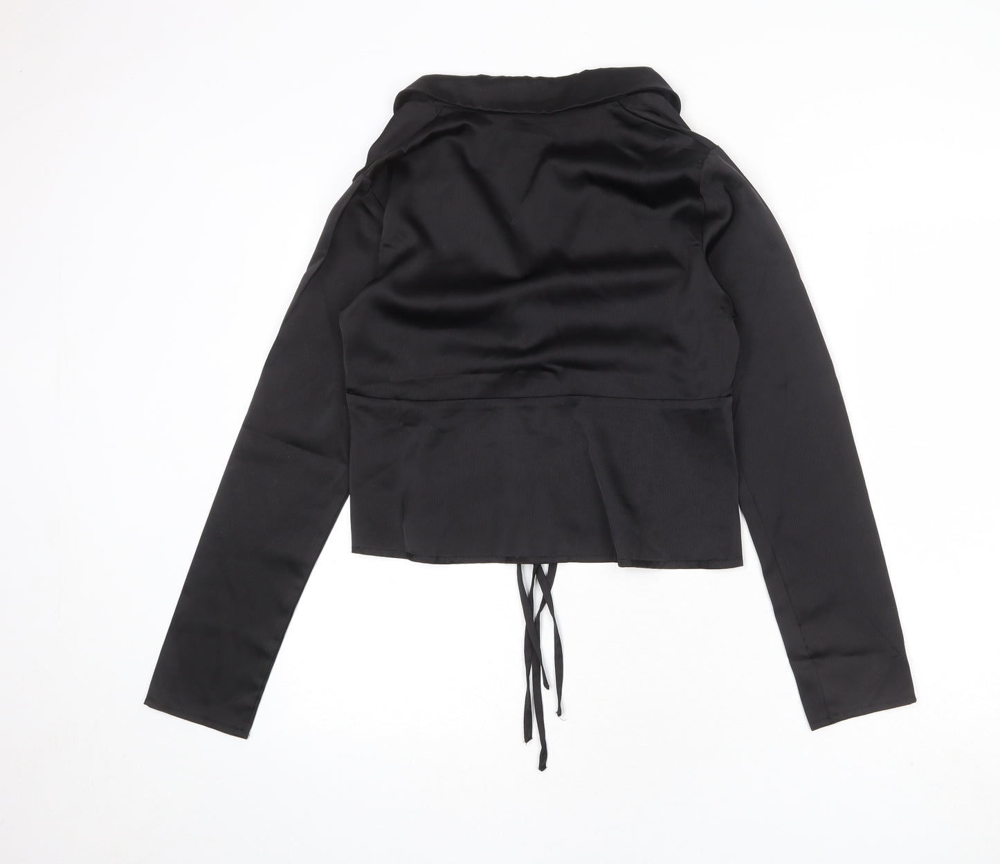 Missguided Womens Black Polyester Basic Blouse Size 8 Collared