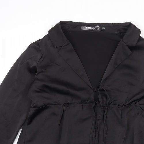 Missguided Womens Black Polyester Basic Blouse Size 8 Collared