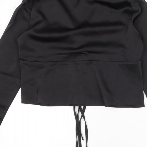 Missguided Womens Black Polyester Basic Blouse Size 8 Collared