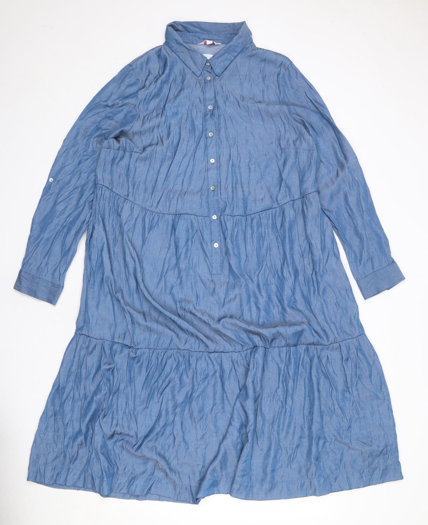 Julipa Womens Blue Viscose A-Line Size 20 Collared Button