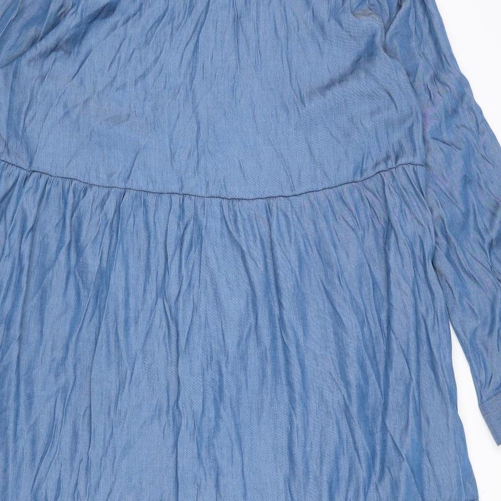 Julipa Womens Blue Viscose A-Line Size 20 Collared Button