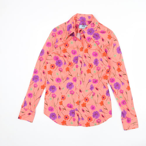 Hawes & Curtis Womens Pink Floral Cotton Basic Button-Up Size 12 Collared