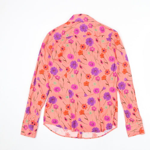 Hawes & Curtis Womens Pink Floral Cotton Basic Button-Up Size 12 Collared