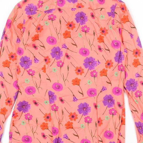 Hawes & Curtis Womens Pink Floral Cotton Basic Button-Up Size 12 Collared