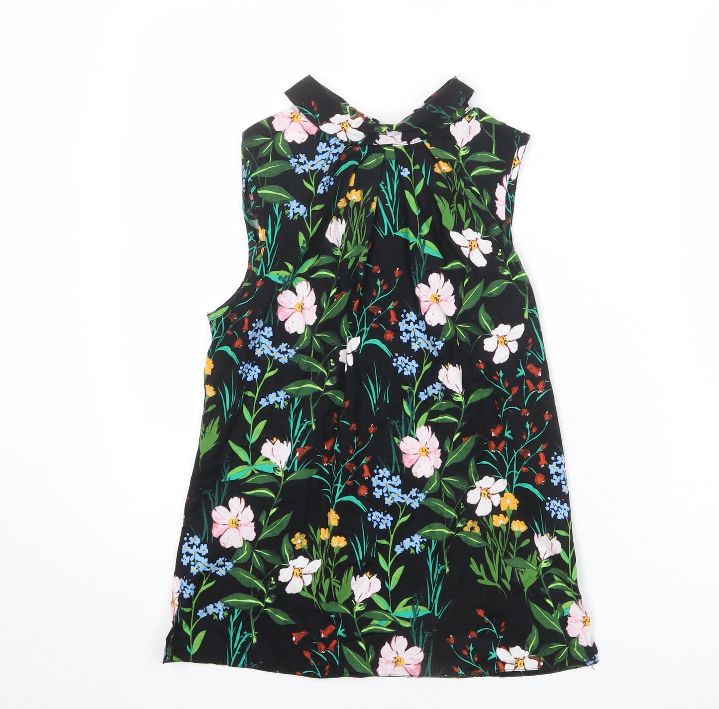 Dorothy Perkins Womens Black Floral Cotton Basic Button-Up Size 10 Collared