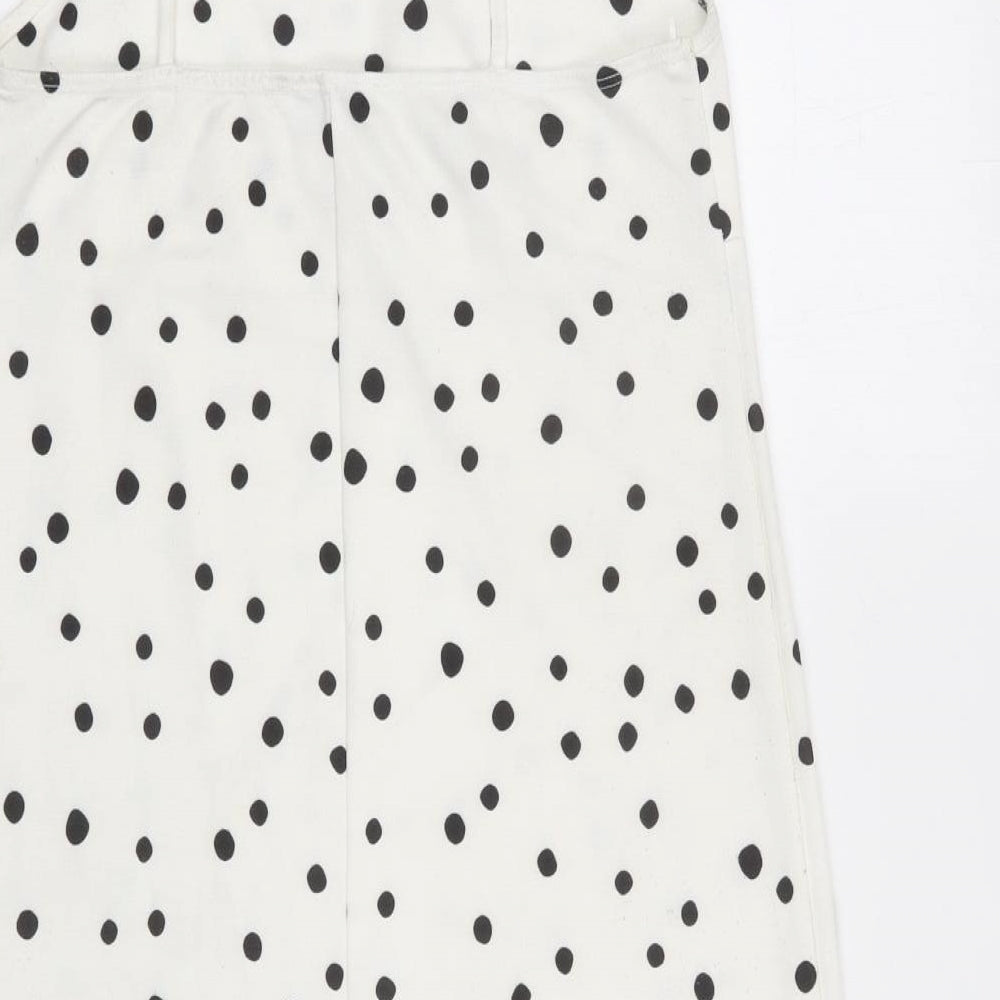 Zara Womens White Polka Dot Polyester Tank Dress Size S Square Neck Pullover