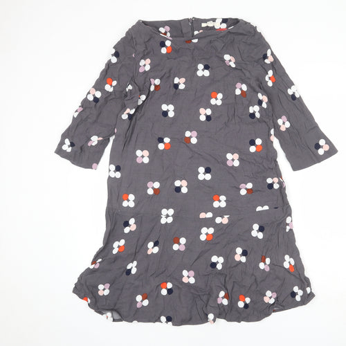 White Stuff Womens Grey Polka Dot Viscose A-Line Size 12 Round Neck Zip