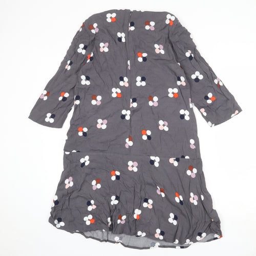 White Stuff Womens Grey Polka Dot Viscose A-Line Size 12 Round Neck Zip