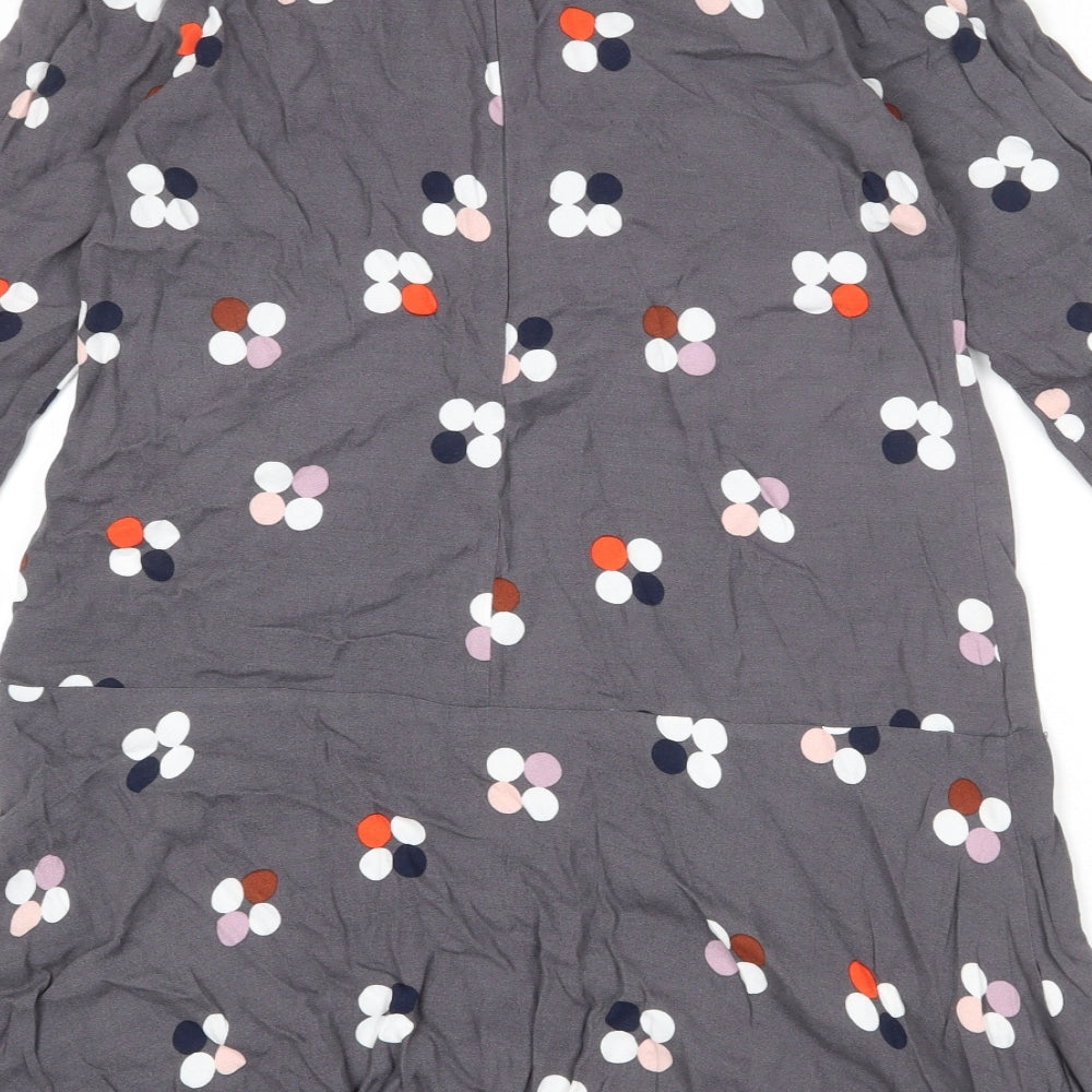 White Stuff Womens Grey Polka Dot Viscose A-Line Size 12 Round Neck Zip