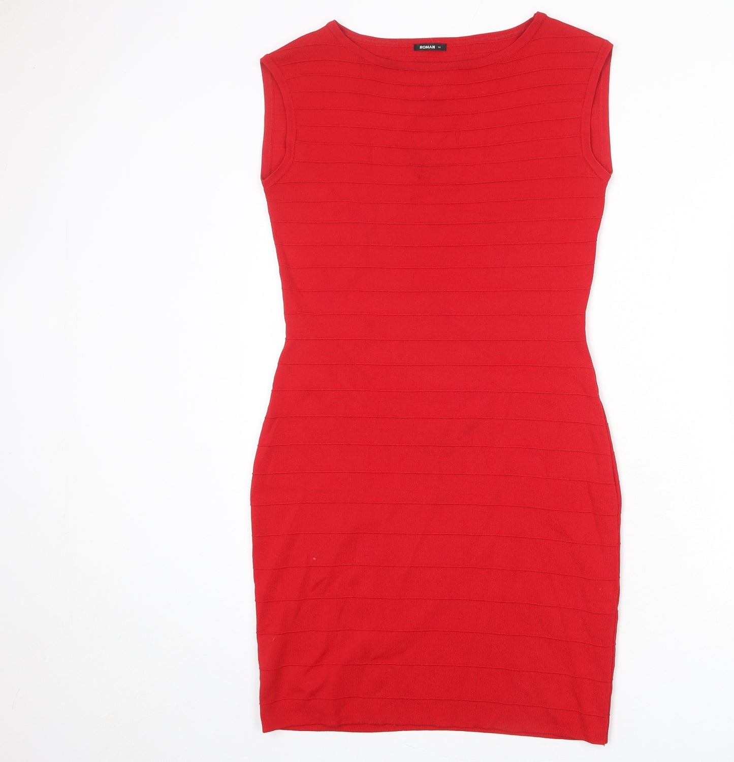 Roman Womens Red Viscose Shift Size 14 Round Neck Pullover